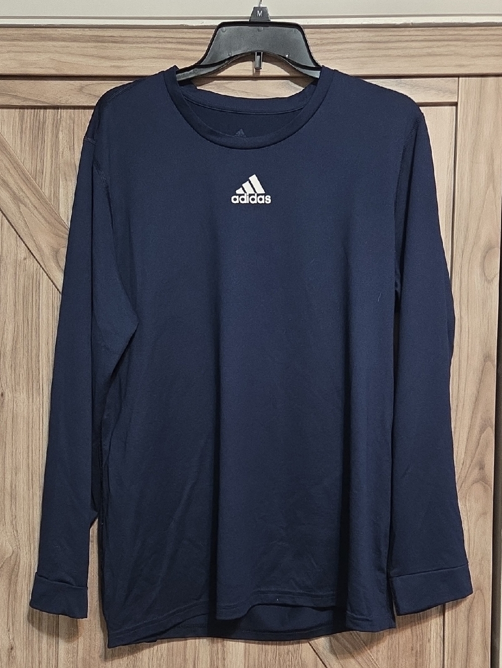 Men's Adidas Navy Long Sleeve Shirt with White Logo XL